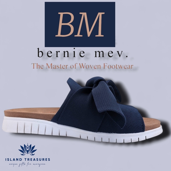 Bernie Mev. Freesia Sz 7 Women Navy Blue Textile Woven Upper Bow Cushion Insoles - Picture 1 of 17